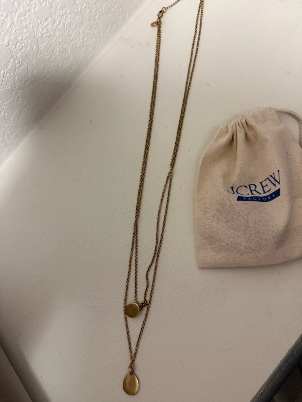 J. Crew Gold Double-Layer Disc Pendant Necklace